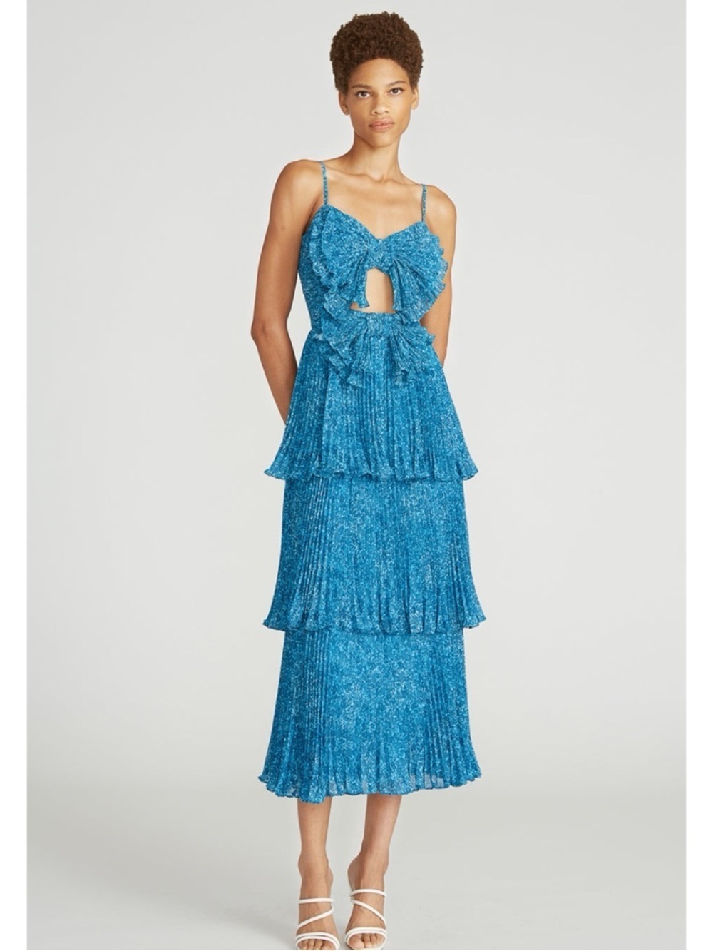 NWT AMUR Belinda Bow Dress in
Ombre Teal Tropic Floral Size: 6